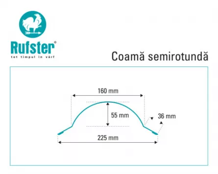 Coame pentru tigla Rufster Premium 0,5 mm grosime 5010 MS albastru mat structurat