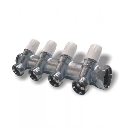 Colector Tiemme 4 cai cu robinet dimensiune 1-1/2; 4 cai