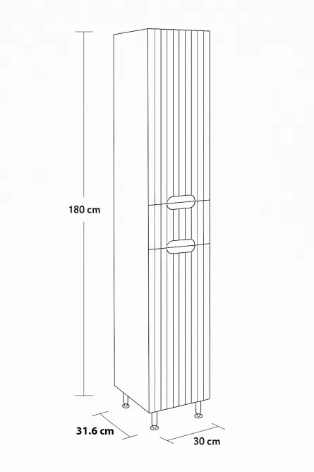 Coloana baie MDF Seria 033, 180 cm inaltime, balamale soft-close, alb