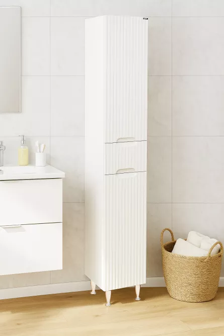 Coloana baie MDF Seria 033, 180 cm inaltime, balamale soft-close, alb