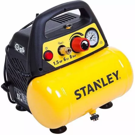 Compresor orizontal Stanley, capacitate 6 l, putere motor 1.5 CP, presiune 8 Bar