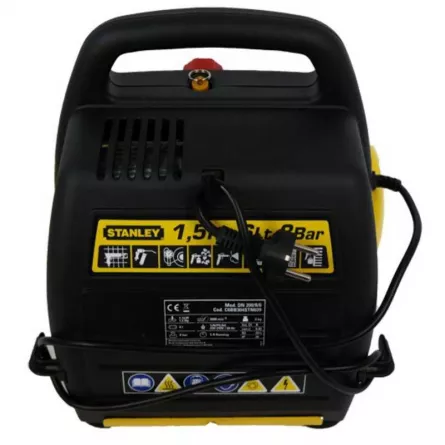 Compresor orizontal Stanley, capacitate 6 l, putere motor 1.5 CP, presiune 8 Bar