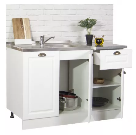 Corp inferior bucatarie MDF Square, 120 cm, cu sertar, alb