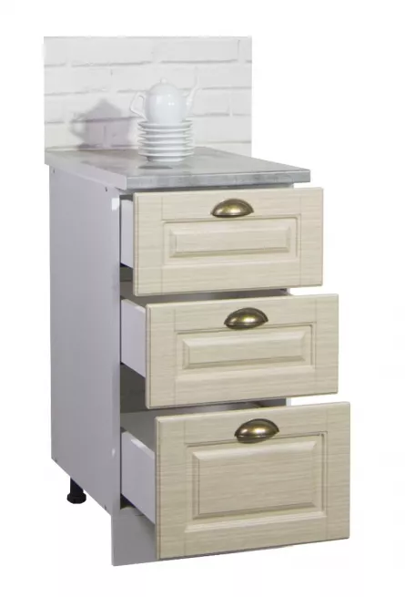 Corp inferior bucatarie MDF Square, 40 cm, 3 sertare, fag