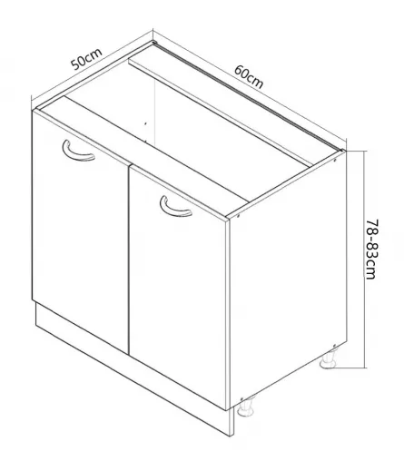 Corp inferior bucatarie MDF Square, 60 cm, 2 usi, antracit