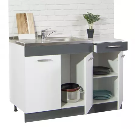 Corp inferior bucatarie PAL Sarona, 120 cm, cu sertar, alb/antracit