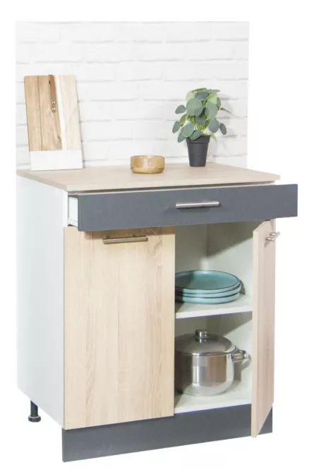 Corp inferior bucatarie PAL Sarona, 60 cm, cu sertar, sonoma/antracit