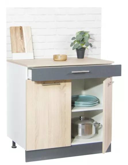 Corp inferior bucatarie PAL Sarona, 80 cm, cu sertar, sonoma/antracit