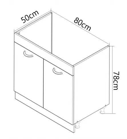Corp inferior chiuveta bucatarie PAL Sarona, 80 cm, alb/antracit