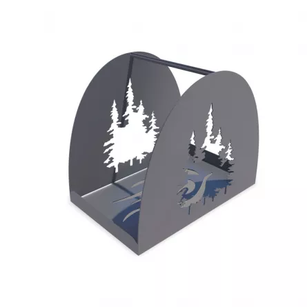 Cos Deco1 pentru lemne, debitat laser, model M001.003 LXX