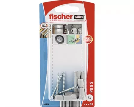 Diblu de expansiune cu surub pentru placa aglomerata, pentru fixari in placi de gips-carton, placi de gips armate cu fibre si placi din material lemnos FS PD 8