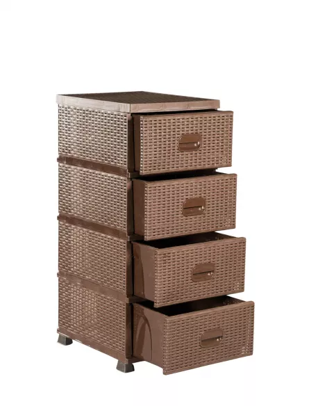 Dulap 4 sertare ratan DR4, 91x37.5x46 cm, maro