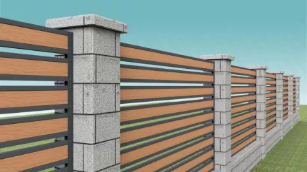 Element combinat pentru gard, Rufster, grosime tabla 0,5 mm, culoare RAL 7016 MS (gri-grafit) + Stejar Auriu, lungime variabila