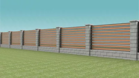 Element combinat pentru gard, Rufster, grosime tabla 0,5 mm, culoare RAL 7016 MS (gri-grafit) + Stejar Auriu, lungime variabila