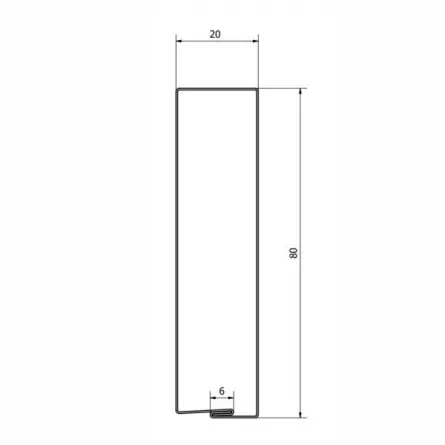 Element rectangular pentru gard, Rufster, dimensiune 80x20 mm, grosime 0.50 mm, finisaj mat structurat, culoare neagra RAL9005MS, lungime variabila