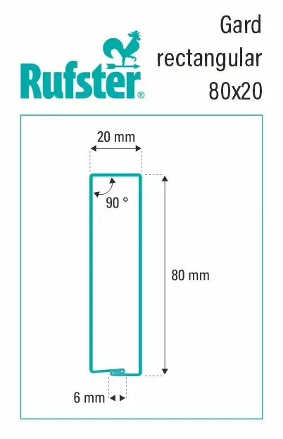 Element rectangular pentru gard, Rufster, dimensiune 80x20 mm, grosime 0.50 mm, finisaj super-poliester, culoare maro RAL8017MPR, lungime variabila