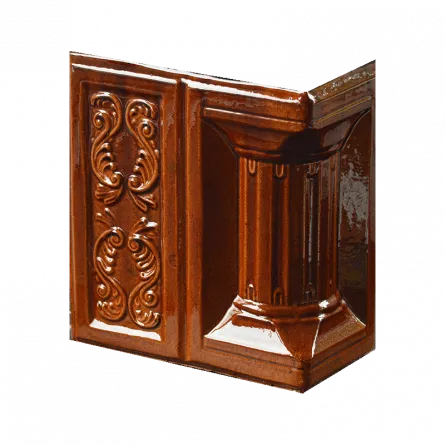 Element teracota colt medalion (mare), model Bianca, culoare natur, pentru constructie sobe de incalzit