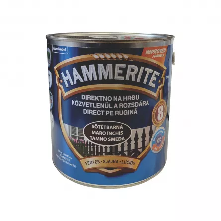 Email Hammerite pentru metal, culoare maro inchis, finisaj lucios, ambalare 2.5 L
