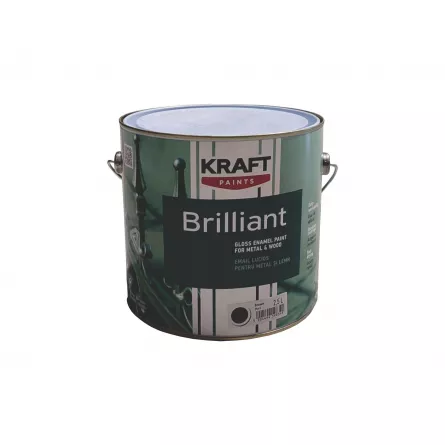 Email lucios Kraft pentru metal si lemn, 2.5 l, negru Email lucios Kraft pentru metal si lemn, 2.5 l, negru
