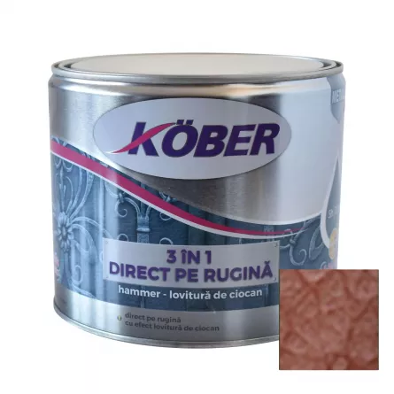 Email pentru metal , efect lovitura de ciocan, Kober Hammer, culoare orange cupru, ambalare 2.5 L