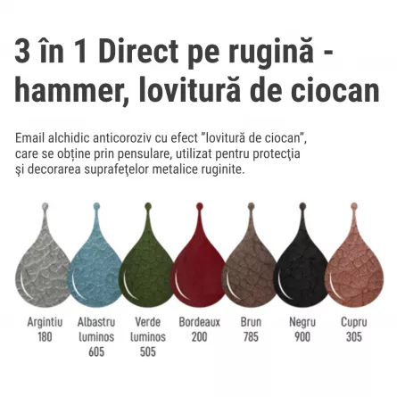 Email pentru metal , efect lovitura de ciocan, Kober Hammer, culoare bruna, ambalare 0,75 L