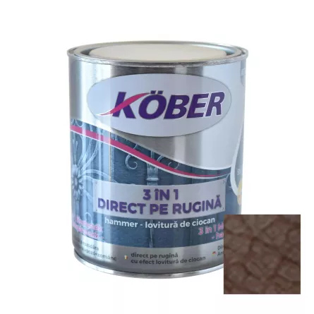 Email pentru metal , efect lovitura de ciocan, Kober Hammer, culoare bruna, ambalare 0,75 L
