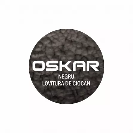 Email tip 3 in 1 pentru metal, cu efect anticoroziv, de grunduire si decorare Oskar direct pe rugina, culoare negru lovitura de ciocan, ambalare 0.5 L
