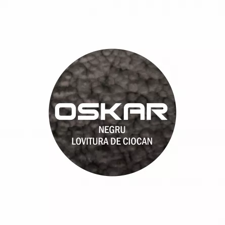 Email tip 3 in 1 pentru metal, cu efect anticoroziv, de grunduire si decorare Oskar direct pe rugina, culoare negru lovitura de ciocan, ambalare 2.5 L
