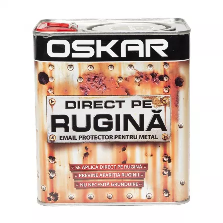 Email tip 3 in 1 pentru metal, cu efect anticoroziv, de grunduire si decorare Oskar direct pe rugina, culoare negru lovitura de ciocan, ambalare 2.5 L