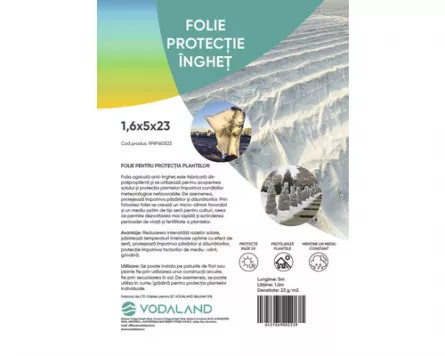 Folie protecție îngheț Vodaland PP Terra 1,6x5 m 23 g/m²