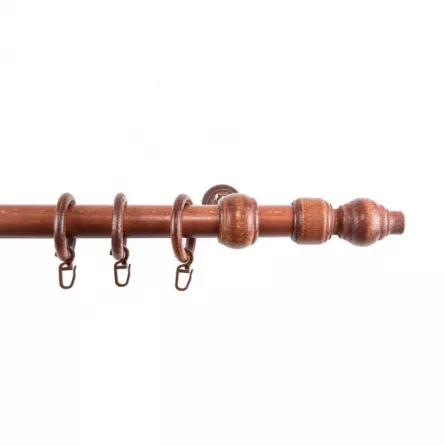 Galerie metal cu accesorii din lemn culoare mahon 360 cm