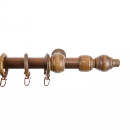 Galerie metal cu accesorii din lemn culoare nuc 360 cm