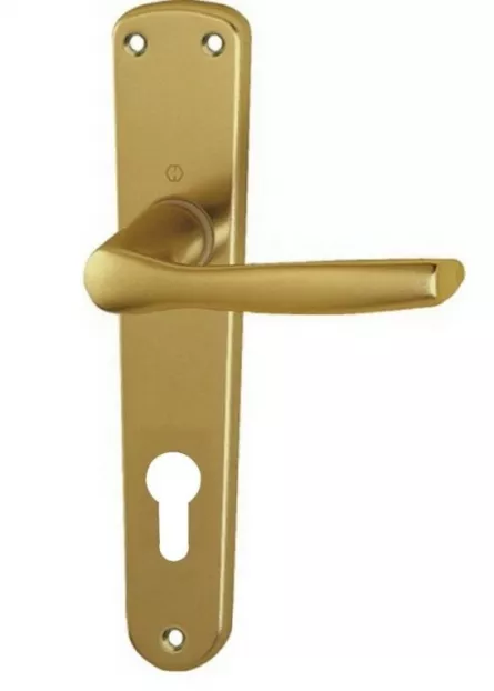 Garnituri Milano 85, pentru usi de interior/exterior, cu sild pentru yala, finisaj auriu