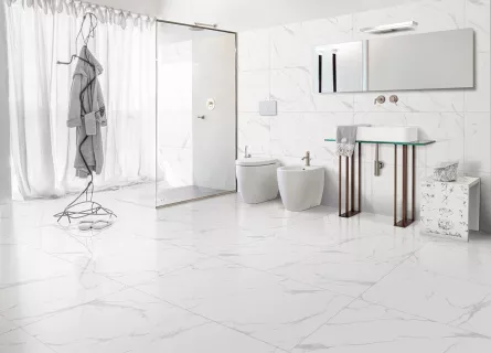 Gresie interior, glazurata, mata, pentru baie si bucatarie, Classic Carrara, dimensiune 45 x 45 cm