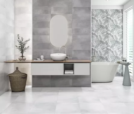 Gresie interior, glazurata, mata, pentru baie si bucatarie, Garden Grey, dimensiune 45 x 45 cm