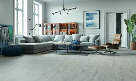 Gresie portelanata, mata, pentru interior si exterior, Scandinavia Soft Grey, dimensiune 15,5 x 62 cm