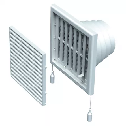 Grila ventilatie cu jaluzea VENTS 187 x 187 mm cu racord &Oslash;100&ndash;110&ndash;120&ndash;150 mm