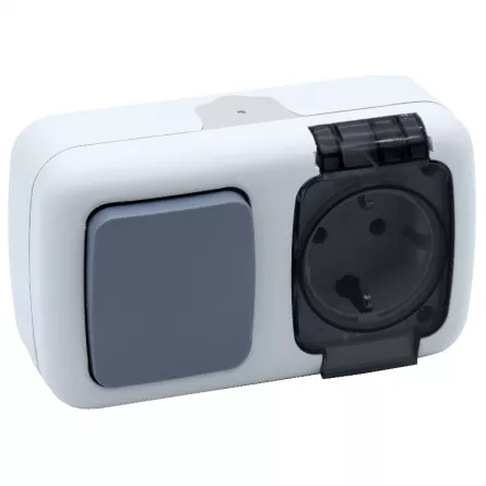Intrerupator+priza Shuko aplicat IP54