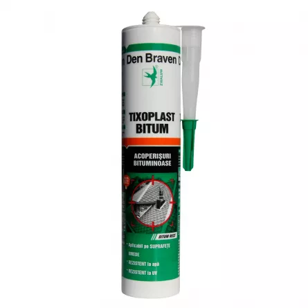 Izolant pentru acoperisuri bituminoase Den Braven Tixoplast Bitum, negru, 280 ml