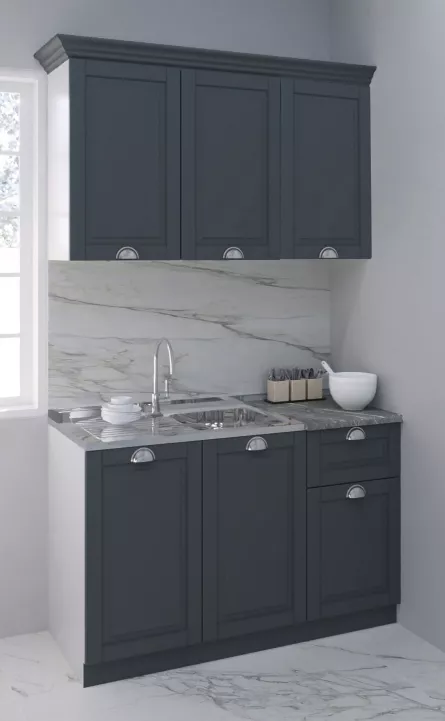 Kit bucatarie MDF Square, 120 cm, 1 sertar, antracit