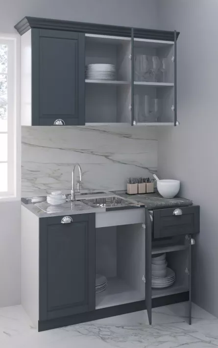 Kit bucatarie MDF Square, 120 cm, 1 sertar, antracit