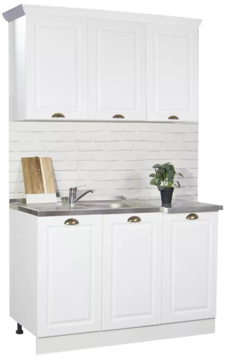 Kit bucatarie MDF Square, 120 cm, alb antichizat