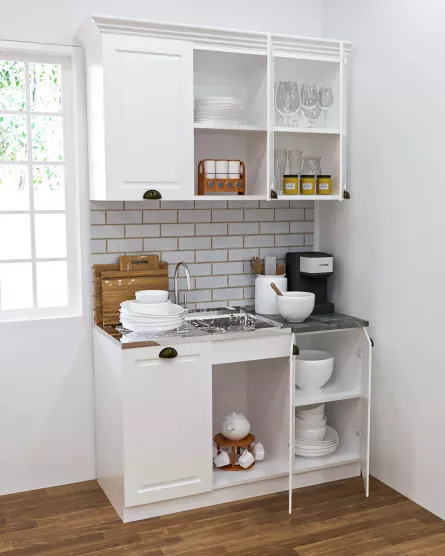 Kit bucatarie MDF Square, 120 cm, alb antichizat