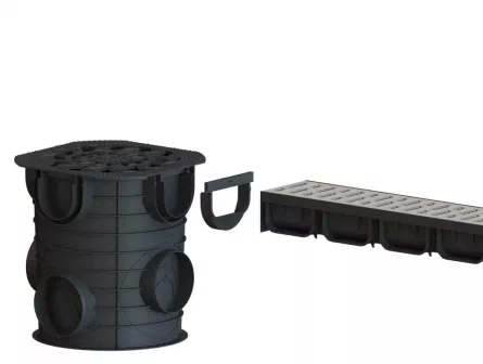 Kit rigola Spark 2 din polipropilena, finisaj zincat, dimensiuni 1000x125x70 mm
