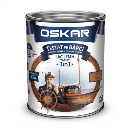 Lac pentru lemn Oskar Yacht 3 in 1, interior / exterior, 0.75 l, castan