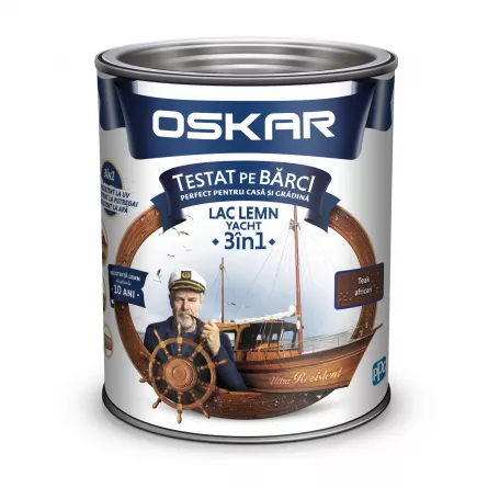 Lac pentru lemn Oskar Yacht 3 in 1, interior / exterior, 0.75 l, teak african