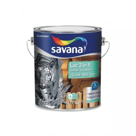 Lac pentru lemn pe baza de apa, Savana 3 in 1 stejar 2.5 L