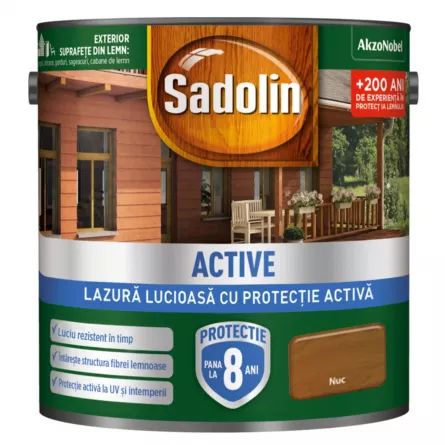 Lac Sadolin Active, culoare nuc, ambalare 5 L