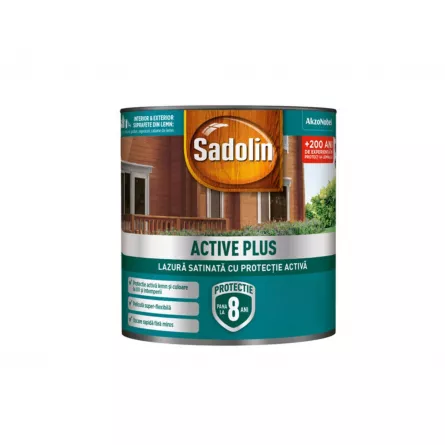 Lac Sadolin Active Plus, culoare nuc, ambalare 0.75 L