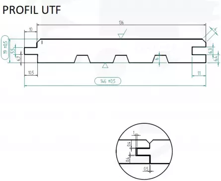 Lambriu din rasinoase, UTF calitatea AB, dimensiuni 19 x 146 mm, lungime 4.2 m